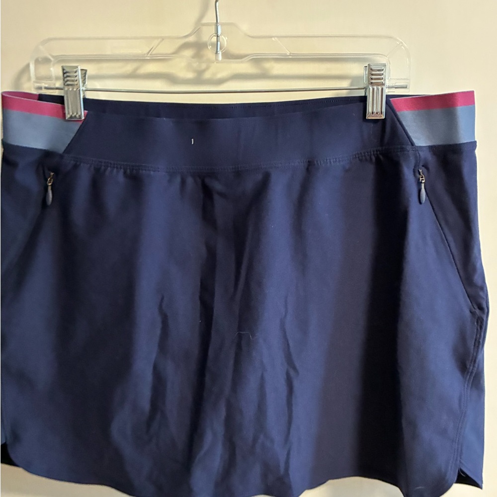 Navy Blue Skirt with Pink and Gray Accents